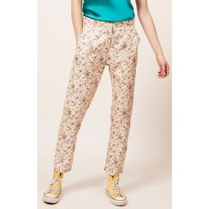 Mes Demoiselles Silk Floral Cigarette Pants Trousers Tapered New Size US 8